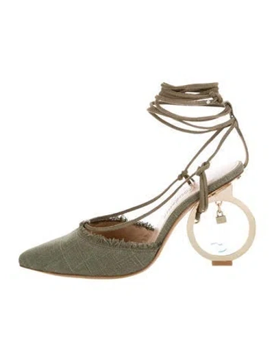 Pre-owned Jacquemus Raw-edge Trim D'orsay Pumps In Green