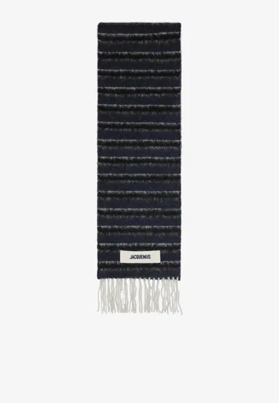 Jacquemus Textured Alpaca Blend Scarf In Black