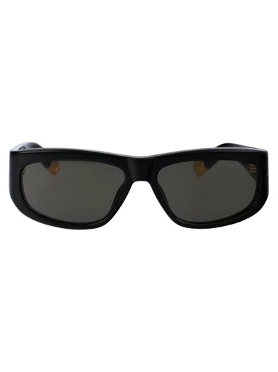 Jacquemus Rectangle Frame Sunglasses In Black