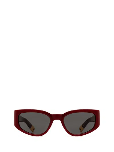 Jacquemus Rectangle Frame Sunglasses In Burgundy