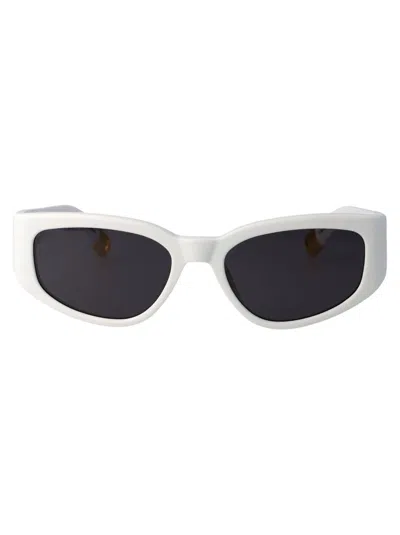 Jacquemus Rectangle Frame Sunglasses In White