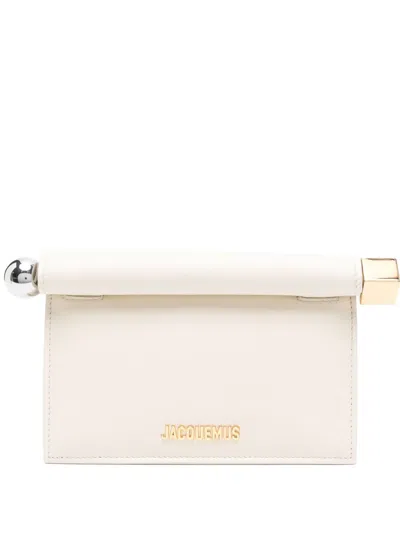 Jacquemus Rectangular Beige Clutch In White