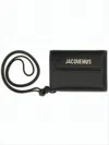 Jacquemus Rectangular Black Leather Card Wallet With Logo Detailing In Black
