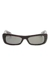 Jacquemus Rectangular Brown Frame Sunglasses With Textured Pattern In Gray