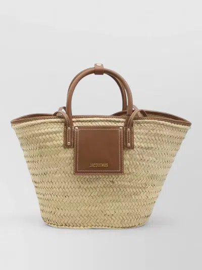Jacquemus Rectangular Calfskin Raffia Tote Bag