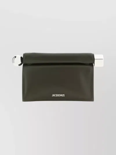 JACQUEMUS THE POCHETTE ROND CARRÉ CLUTCH BAG WITH SILVER HARDWARE