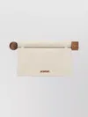 Jacquemus Rectangular Clutch Bag Wooden Handle In Neutral