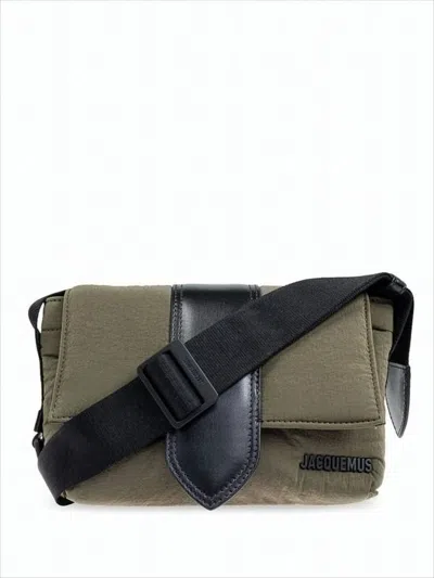Jacquemus Rectangular Crossbody Bag With Textured Fabric And Adjustable Strap In Green