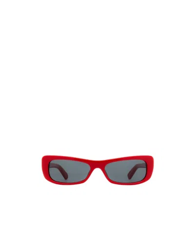 Jacquemus Capri Rectangle Acetate Sunglasses In Red