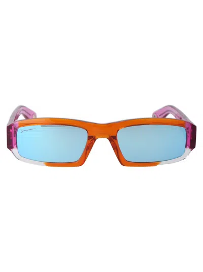 Jacquemus Rectangular Frame Sunglasses In Multi Orange