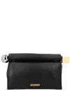 Jacquemus Rectangular Lamb Leather Clutch With Rolled Handle In Black