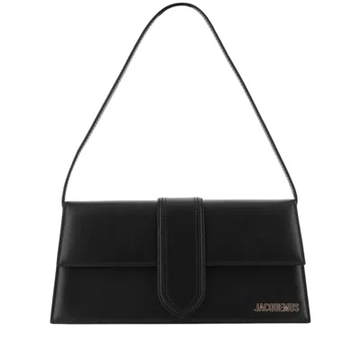 Jacquemus Rectangular Leather Bag With Flap Closure And Gold-tone Logo In Black