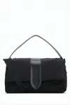 Jacquemus Rectangular Nylon Crossbody Bag With Leather Accents In Black