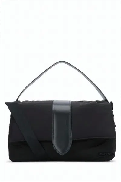 Jacquemus Rectangular Nylon Crossbody Bag With Leather Accents In White