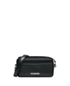 Jacquemus Rectangular Smooth Leather Pochette With Silver Hardware In Black