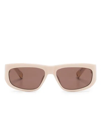 Jacquemus Off-white 'les Lunettes Pilota' Sunglasses In Tan