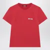 Jacquemus Crew Neck Short Sleeve Tops With Ribbed Detail In Red