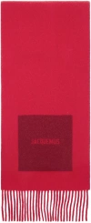 Jacquemus Red La Casa 'l'écharpe Rond Carré' Scarf In 040 Multi-red