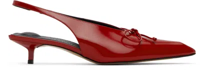 Jacquemus Red La Croisière 'the Low Cubisto Slingbacks' Heels In 471 Red 1