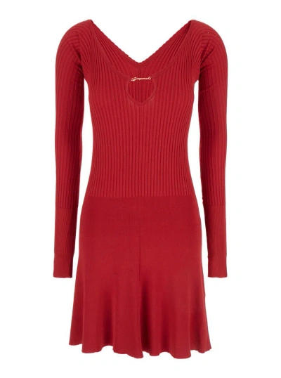 Jacquemus Red 'la Mini Robe Pralù' Mini Dress In Viscose Woman