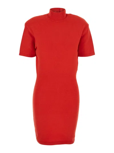 JACQUEMUS RED LA ROBE MAILLE CASTAGNA DRESS