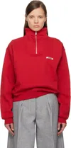 Jacquemus Gros Grain Half-zip Oversized Sweatshirt In Red