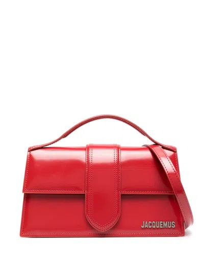 JACQUEMUS RED LE GRAND BAMBINO PATENT LEATHER TOP HANDLE BAG,213BA007312820401948