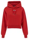 Jacquemus Cropped Hooded Drawstring Top In Red