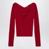 Jacquemus Long Sleeve Scalloped Top In Red