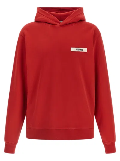 JACQUEMUS RED LE HOODIE GROS GRAIN SWEATSHIRT