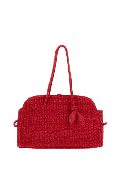Jacquemus Medium Le Turismo Raffia Shoulder Bag In Burgundy