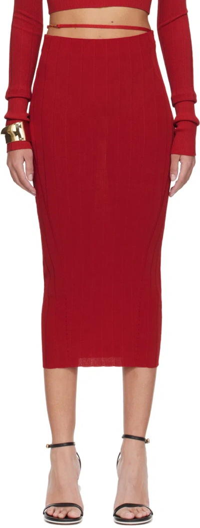 Jacquemus Red Les Sculptures 'la Jupe Pralù' Midi Skirt In 480 Dark Red