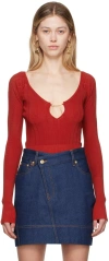 Jacquemus Le Haut Pralu Knit Logo Chain Top In 480 Dark Red