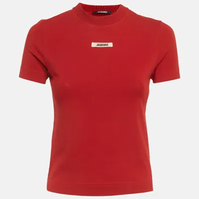 Pre-owned Jacquemus Red Logo Applique Jersey T-shirt Xs