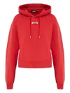 Jacquemus Cropped Hooded Drawstring Top In Red