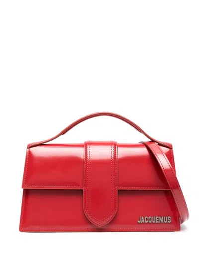 Jacquemus Red Patent Leather Handbag With Gold Logo Plaque