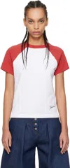 Jacquemus Raglan T-shirt With Red Sleeves And Subtle Logo In 040 Multi-red