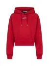 Jacquemus Cropped Hooded Drawstring Top In Red