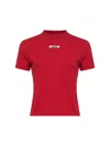 Jacquemus Crew Neck Short Sleeve Tops With Ribbed Detail In Red