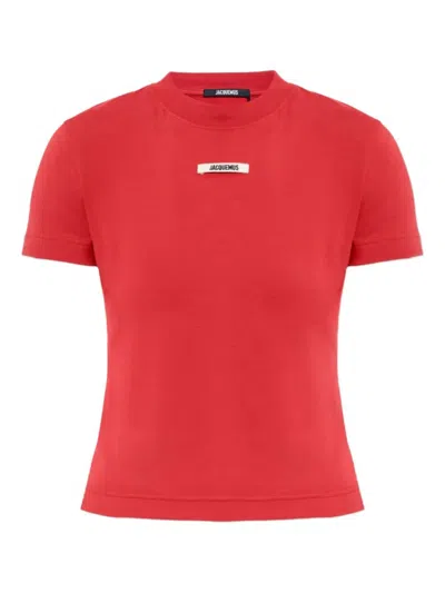 Jacquemus Ribbed Neckline Crew Neck Short Sleeves In Red