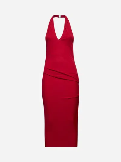 Jacquemus ジャックムス Halter V-neck Dress レッド Jacquemus Pasadena Halterneck Midi Dress In Red | ModeSens