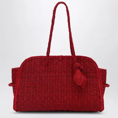 Jacquemus Medium Le Turismo Raffia Shoulder Bag In Burgundy