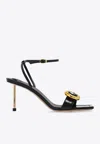 Jacquemus Regalo 100 Croc-embossed Leather Sandals In Black