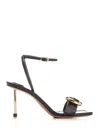 Jacquemus Crocodile Embossed Stiletto Heel Sandals In Black
