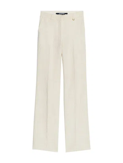 Jacquemus Le Pantalon Marino Woven Wide-leg Pants In Beige