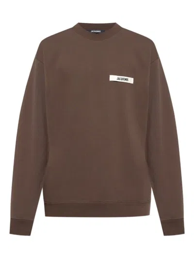 Jacquemus Le T-shirt Gros Grain Brown T-shirt With Logo Patch On The Front In Cotton Man