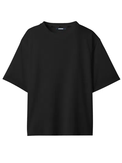 Jacquemus Relaxed Fit Cotton Crewneck T-shirt With Logo Detail In Black