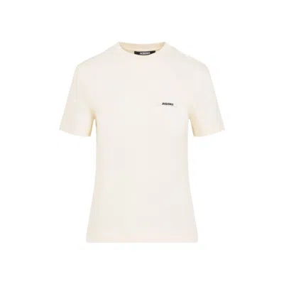 Jacquemus Le Grosgrain Light Beige Cotton T-shirt In Animal Print