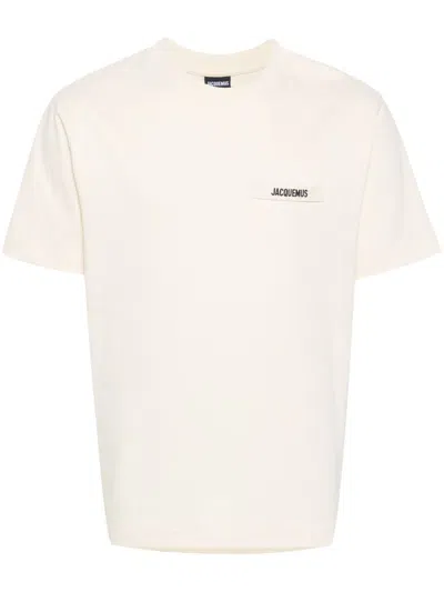 Jacquemus Relaxed Fit White T-shirt With Subtle Logo Patch