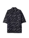 Jacquemus Rio Fish Print Shirt Short Sleeves Pocket In Gray